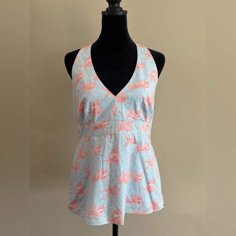 Vineyard Vines Shep & Ian Summer Catch Halter Top Shells Starfish Lined Tank Top
